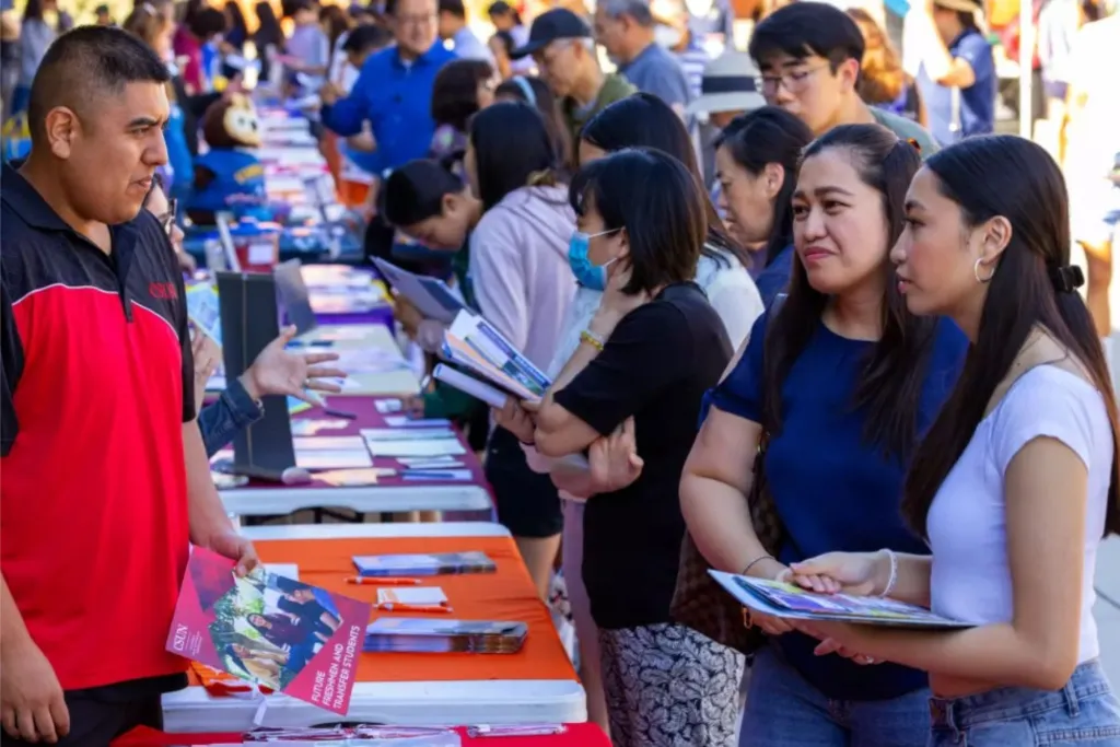 Students and families at a college and career fair at Temple City High School last fall