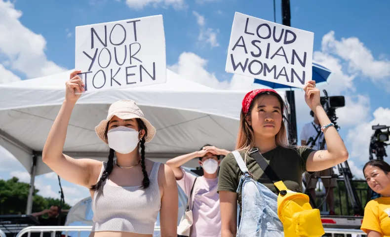 AAPI youth at a 2022 AAPI Unity March