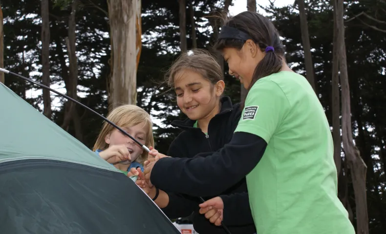 Children camping in the Presidio