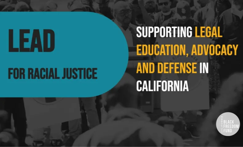 Banner image reading "LEAD for Racial Justice Supporting Legal Education, Advocacy and Defense in California"
