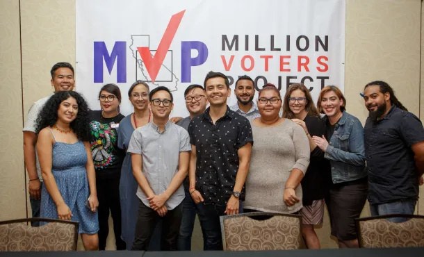 Group photo of Million Voters Project coalition and community members